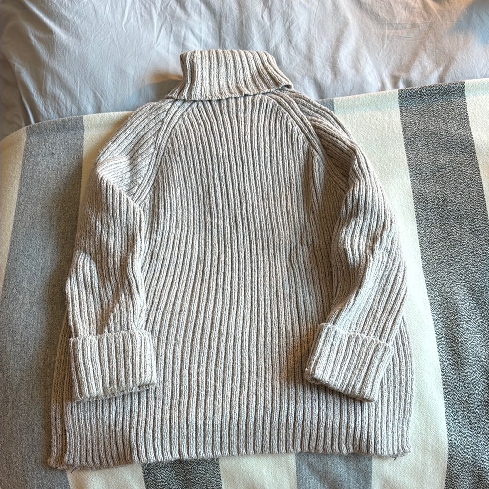 Zara Cowl Neck Sweater with Ribbed Knit and Long Sleeves